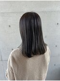 暗髪黒髪くすみグレージュ ツヤ髪内巻きふんわりストレート
