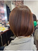 30代40代ナチュラルボブミディアムブラウンカラー