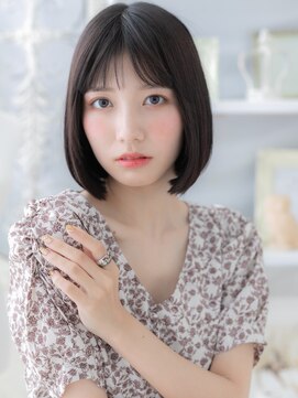 モッズヘア 越谷(mod's hair) 黒髪シースルーバング小顔切りっぱなしボブh3越谷20代30代40代