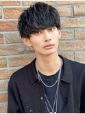 メンズマッシュパーマ黒髪束感