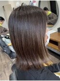 大人可愛い20代30代40代 切りっぱなしボブ×インナーカラー