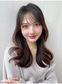 セミロング韓国ヘアレイヤーカットくびれヘアフェミニンロング