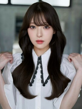 エインアンリー 明治神宮前(AIN.ANLY.) モーヴピンクベージュカラー韓国レイヤースタイル前髪カット