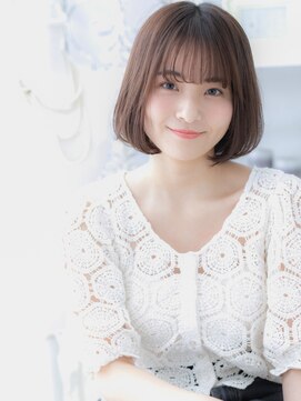 モッズヘア 越谷(mod's hair) 黒髪アッシュシースルーバング前下がりボブa越谷20代30代40代