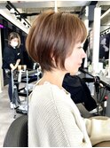 大人かわいい愛され小顔カットナチュラルショートピンクブラウン