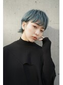 ミントブルー×耳掛けショートウルフ
