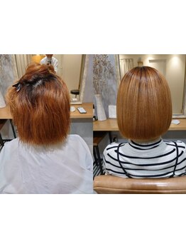 【髪質改善の効果が半永久的に】ブリーチ毛でもOK！ご予約殺到中の酸性ストレートでしなやかな感動美髪に