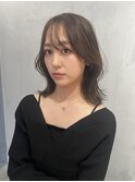 ミニウルフレイヤーカット顔周り前髪韓国ミディアムロング/柏柏