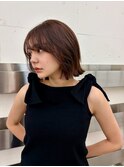 韓国くびれレイヤーボブ大人かわいいブラウンヘア20代30代