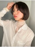 イヤリングカラー黒髪小顔切りっぱなしボブp1戸頭20代30代40代