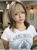 デザインカラー、ウルフカット、レイヤーカット、ダブルカラー