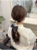 スカーフアレンジポニー