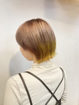 イグレック 庄内本店(igrek) ミルクティベージュ×イエロー♪裾カラー