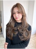 顔周りレイヤーロングおくれ毛フェイスフレーミング_F60696