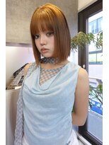 ネルケ 立川(nelke)&nbsp;ハイトーンキャメルベージュ切りっぱなしボブ小顔カット立川