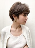 大人ショートヘア フレンチショート パーマ 前髪あり30代