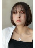 20代30代大人可愛い黒髪前下がりボブ/前髪