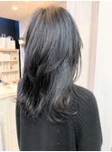 福山イルミナカラーダークグレージュ人気キャアリー丸みウルフ