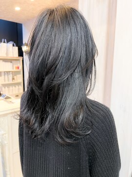 キャアリー(Caary) 福山イルミナカラーダークグレージュ人気キャアリー丸みウルフ