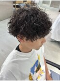 プードルパーマハードスパイラルパーマメンズマッシュパーマ束感