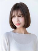20代30代大人かわいい/シルキーベージュ/ストレートボブ/前髪