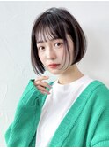 ミディアムショートボブおくれ毛美髪前髪カット_29639