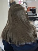 ミディアムロングレイヤーカットブリーチなしダブルカラー堀江