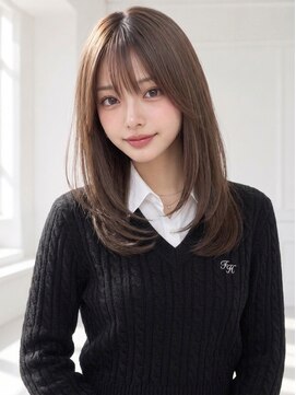 ユーフォリア エヌ 池袋サンシャイン通り店(Euphoria +n) セミロングストレートレイヤーシースルーバングアッシュベージュ