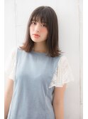 大人ナチュラル/ミディ/外ハネ/黒髪カタログ/小顔カット