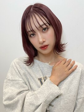 トルネード(TORNADO) ピンクバイオレット 外ハネパーマ 切りっぱなしボブ t1120