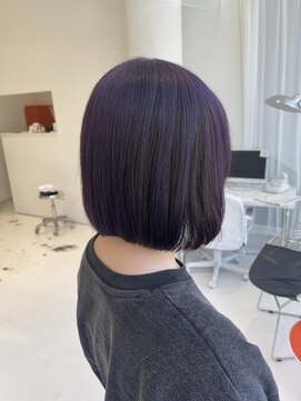 ハイブ 金沢(Hive) アンブレラカラーパープルタッセルボブ切りっぱなしボブグラボブ