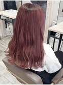 ミディアム×ピンクベージュ×ブリーチカラー