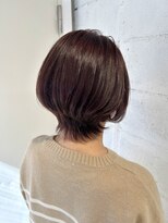 リュネッツ あざみ野店(lunettes)&nbsp;【低ダメージイノアカラー】赤みベージュ×ゆったりショートボブ