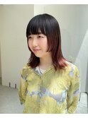 ★夏の暖色カラー/姫カットロブ/結べるロブ/外ハネ/ワイドバング