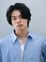 ガリカ 渋谷(Gallica)&nbsp;メンズセンターパートに無造作ミディアムパーマ