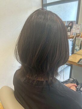 ヘア ルーナ バイ アプリーレ(hair lune by Aprire) くびれレイヤーカット結べるボブ×ダークグレージュ20代30代40代