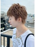 メンズ/スパイキーショート/グレージュ/ブリーチカラー/短髪