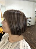 白髪染め白髪ボカシハイライトボブ