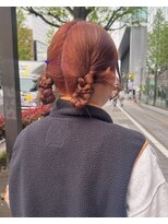 ビーハイブ 仙台駅前店(Behive)&nbsp;オレンジカラー/ブリーチ暖色/ロングアレンジ/10代20代
