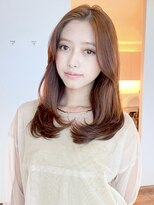 ビーチ(BEACH) 韓国レイヤーカットミルクブラウンヨシンモリ前髪なしイメチェン