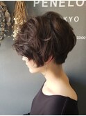 前下がりショートボブ×ニュアンスウェーブパーマ！　遠藤至