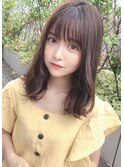 大人かわいい小顔セミディフェザーバングロングボブ30代吉祥寺