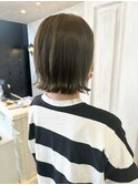 福山美容室人気caaryオリーブベージュあご下2センチぱつんとボブ