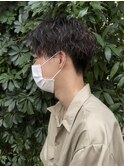 波巻きパーマ│センターパート│刈り上げマッシュ