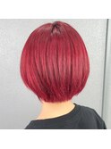 イヤリングカラー/レッドカラー/ショートヘア/ショートボブ