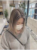 白髪ぼかしバレイヤージュハイライト髪質改善カラー