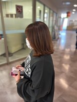 ヘアーワークス ボナ(HAIR WORKS bona.)&nbsp;外ハネミディアムボブ×髪質改善カラー/リタッチ/ハイライト