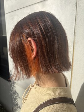 ハナ ビューティーヘアー(hana.) オレンジイヤリングカラー