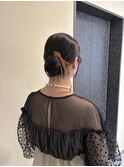 結婚式お呼ばれアップスタイル＊タイトシニヨン＊リボンアレンジ