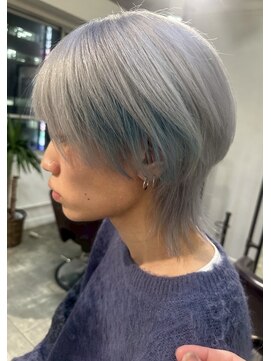 センターパート/ココアブラウン/フェザーパーマ 